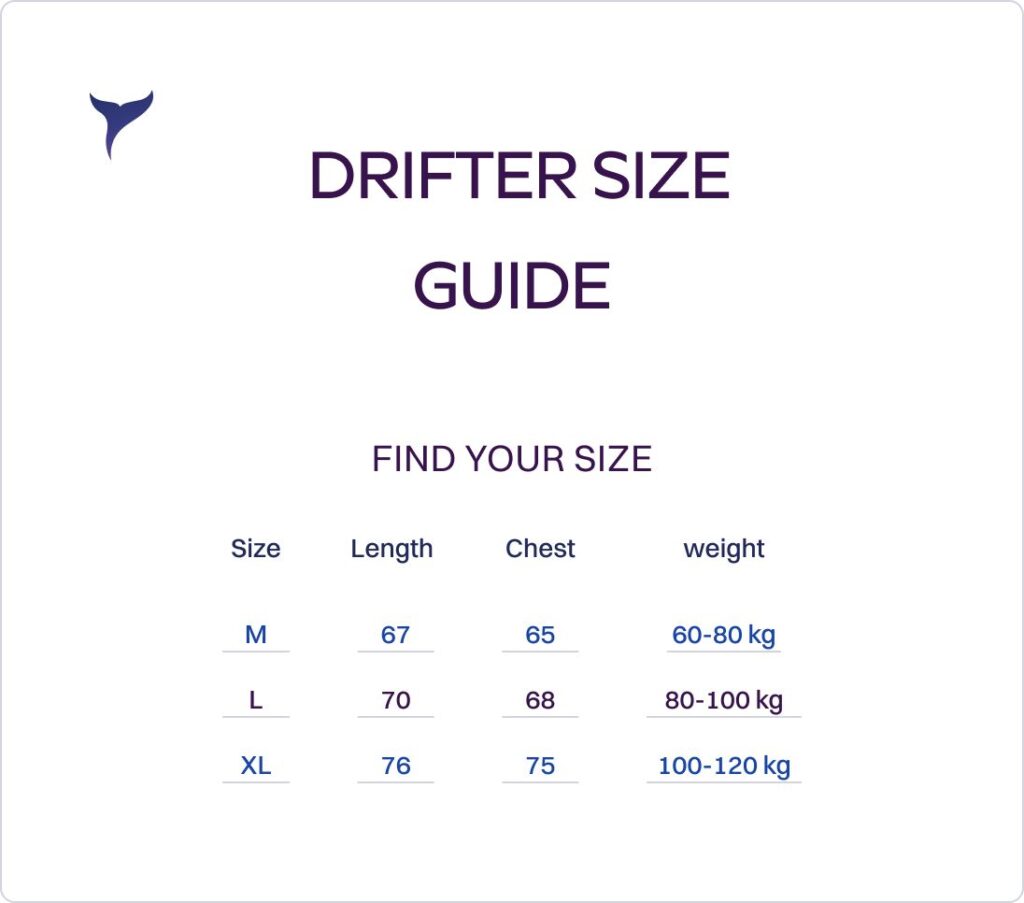 Drifter size chart