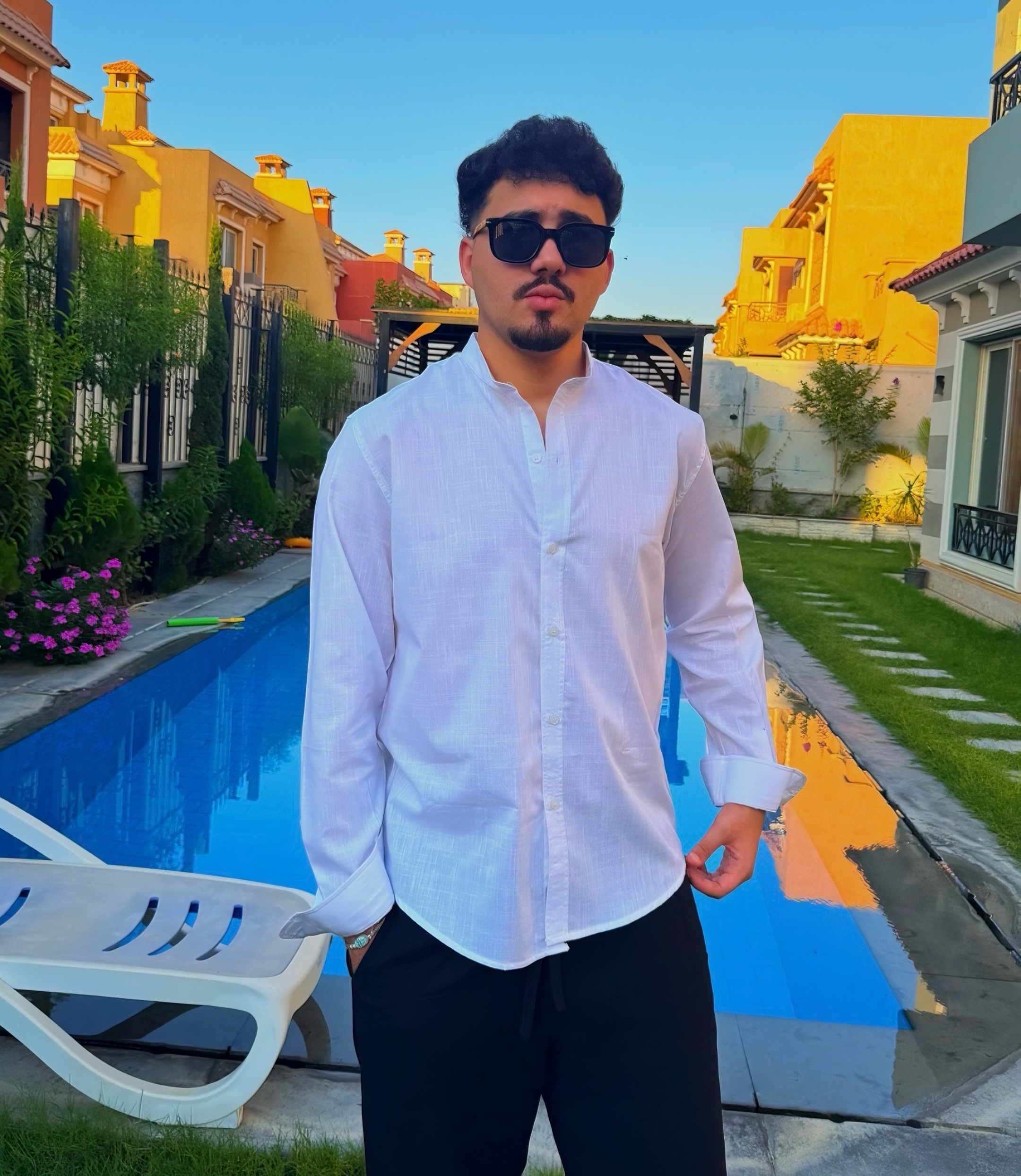 Men's White Flamingo Linen Shirt
